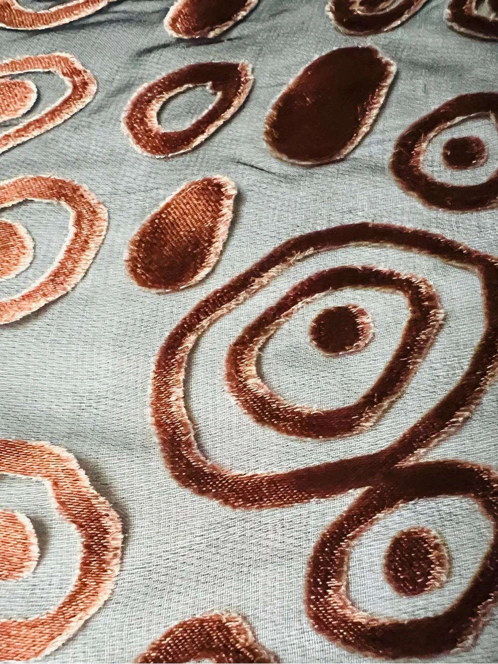 Cynthia Rowley Devore’ metallic copper pebble Sheer, black burnout Scarf